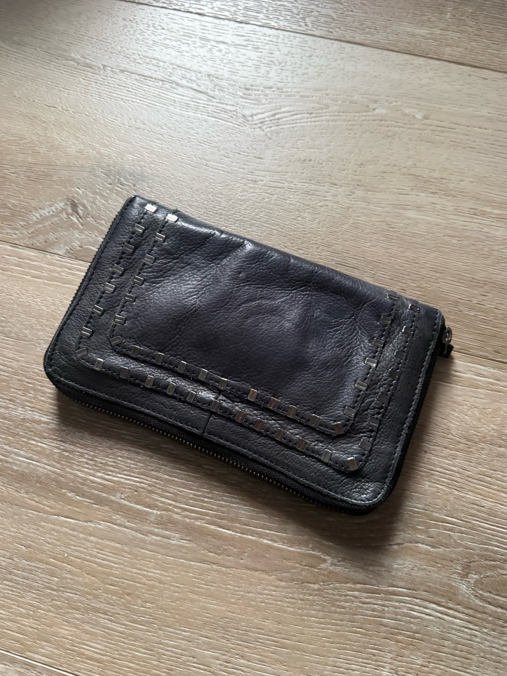 Cut n paste Los Angeles genuine leather studded grunge clutch